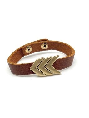Brown Leather Arrow Western Direction Travel Bracelet NEW